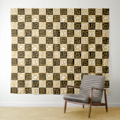 クバスタイル071019 – 黒、白、金ゴールドv2 タペストリー (インサイチュ(横))