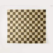 クバスタイル071019 – 黒、白、金ゴールドv2 タペストリー (正面(横))