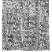 クバメイズスタイル221019 – ブラックオンホワイト シャワーカーテン (正面)