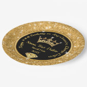 クパーソナライズされたラウンプレート、クイーンテーマパーティー ペーパープレート (アングル)