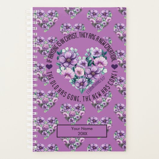 クパーソナライズされたリスチャン2コリンチアン5:17聖書 プランナー手帳 (正面)