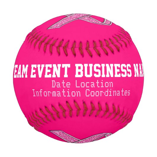 クパーソナライズされたロム調ピンクリボン認識度 野球ボール (正面)