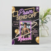 クパーソナライズされたロモダンク・ピンク・ネオンを送るプロム 招待状 (スタンド正面)