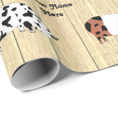 クパーソナライズされた素朴リスマスクーヌクーネ豚群 ラッピングペーパー (ロールコーナー)