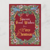 クビクトリアンリエレガントスマス鳥ホリーバーガンディ シーズンポストカード (正面)