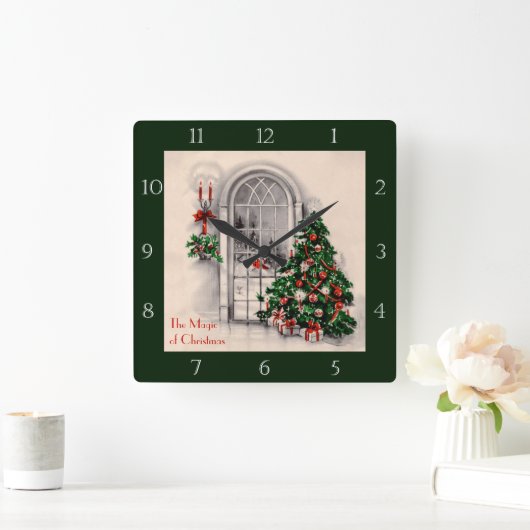 クビクトリアンリスマス窓時計 スクエア壁時計 (ホーム)