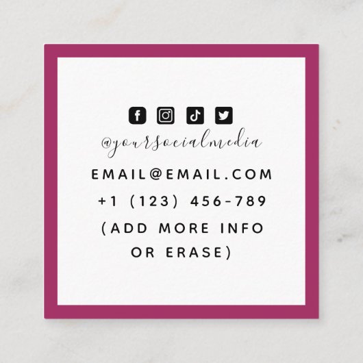 クファンキーレ日本のーンイラストレーションタトゥーアーティスト スクエア名刺 (裏面)