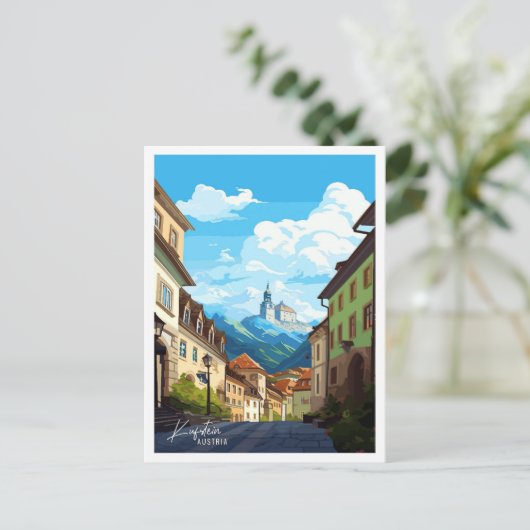 クフスタインオーストリアヴィンテージ旅行イラストレーション ポストカード (スタンド正面)