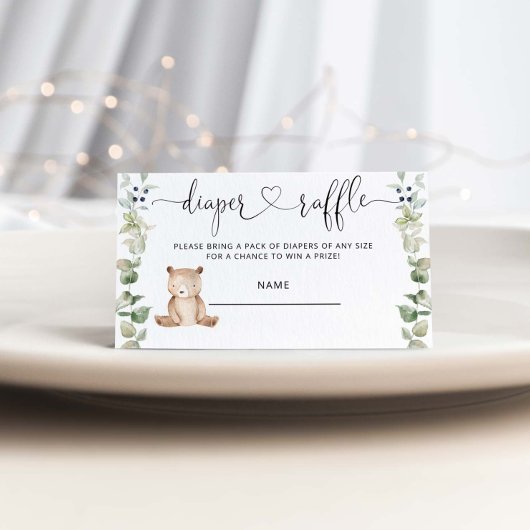 クマおむつラッフルチケットエンクロージャカード エンクロージャーカード