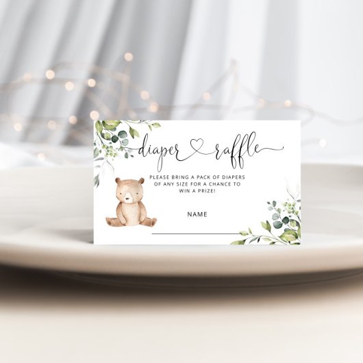クマおむつラッフルチケットエンクロージャカード エンクロージャーカード