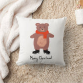 クマおもしろいスケートで滑る クッション (ブランケット)