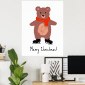 クマおもしろいスケートで滑る ポスター (ホームオフィス)