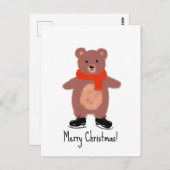 クマおもしろいスケートで滑る ポストカード (正面/裏面)