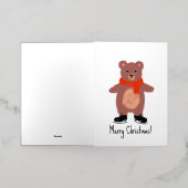 クマおもしろいスケートで滑る 箔グリーティングカード (外側レイダウン)