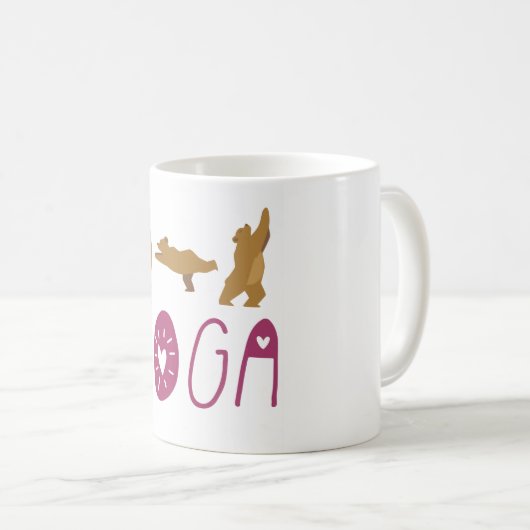 クマおもしろいポーズするヨガ コーヒーマグカップ (正面右)