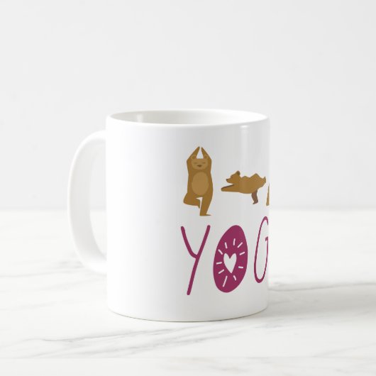 クマおもしろいポーズするヨガ コーヒーマグカップ (正面左)