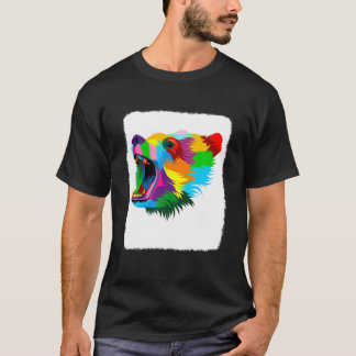 クマおもしろいーカラフルラバーママのためのベアーアートグラフィック Tシャツ