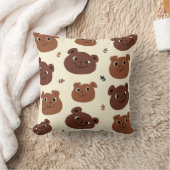 クマおもしろい顔 クッション (ブランケット)