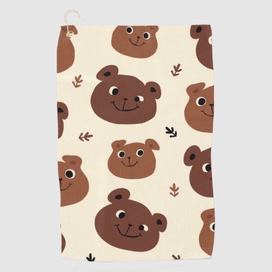 クマおもしろい顔 ゴルフタオル (正面)