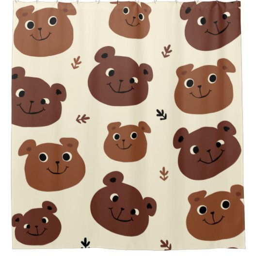 クマおもしろい顔 シャワーカーテン (正面)