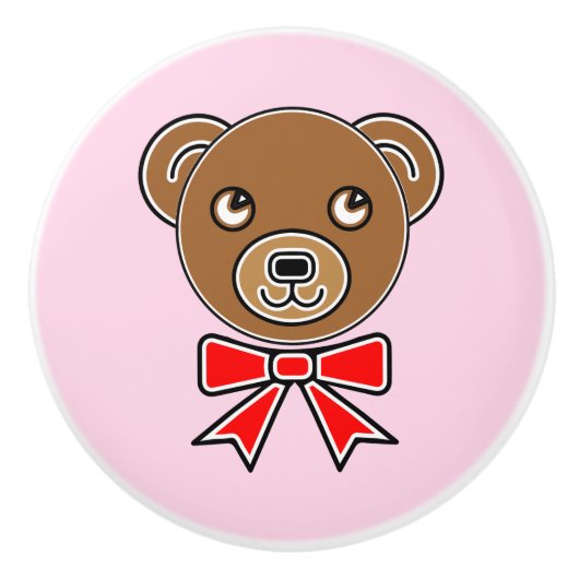 クマおもしろい顔 セラミックノブ (正面)