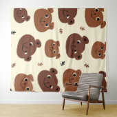 クマおもしろい顔 タペストリー (インサイチュ(横))