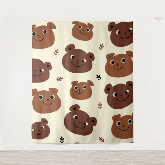 クマおもしろい顔 タペストリー (正面)