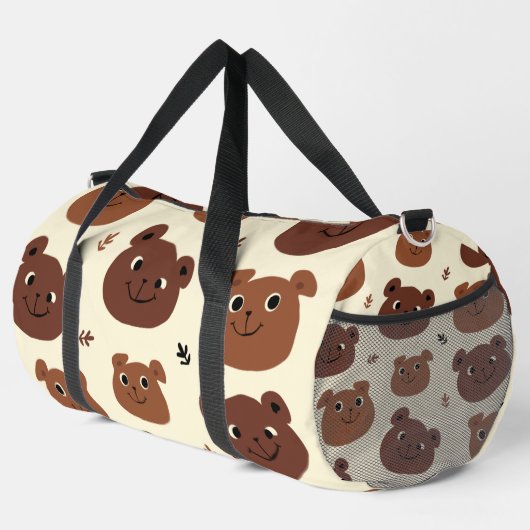 クマおもしろい顔 ダッフルバッグ (右コーナー)