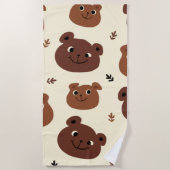 クマおもしろい顔 ビーチタオル (正面)