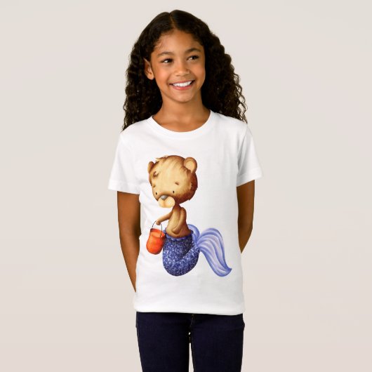 クマお洒落マーメイドのハロウィーンの子供 Tシャツ (正面フル)