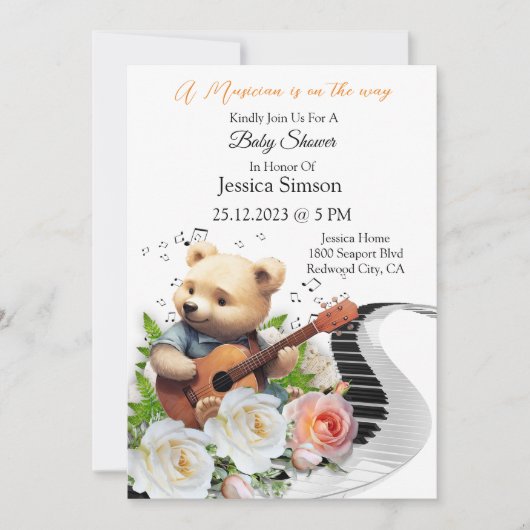 クマからの愛のメロディー 招待状 (正面)