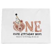 クマかわいいかわいい1歳の誕生日抱き枕- 1かわいい ラージペーパーバッグ (正面)