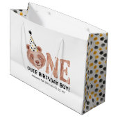 クマかわいいかわいい1歳の誕生日抱き枕- 1かわいい ラージペーパーバッグ (正面アングル)