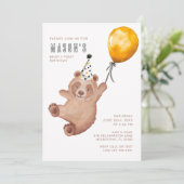 クマかわいいかわいい1st誕生日招待状 – ブラウンテディ 招待状 (スタンド正面)