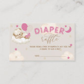 クマかわいいバルーン赤面ピンクおむつラッフル エンクロージャーカード (正面)