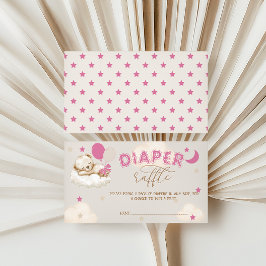 クマかわいいバルーン赤面ピンクおむつラッフル エンクロージャーカード