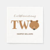 クマかわいい動物の幼児2歳の誕生日 スタンダードカクテルナプキン (正面)