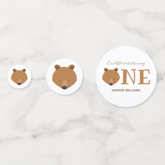 クマかわいい動物の最初の誕生日 コンフェッティ (正面)