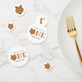 クマかわいい動物の最初の誕生日 コンフェッティ