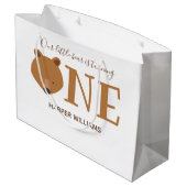 クマかわいい動物の最初の誕生日 ラージペーパーバッグ (裏面アングル)