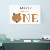 クマかわいい動物の最初の誕生日 横断幕 (トレードショー)