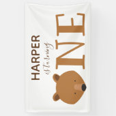 クマかわいい動物の最初の誕生日 横断幕 (縦)