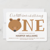 クマかわいい動物1歳の誕生日 招待状 (正面)