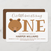 クマかわいい最初の誕生日 招待状 (正面/裏面)