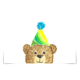 クマかわいい誕生日ハットウォーターカラーカード カード