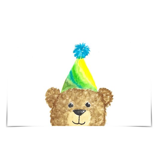 クマかわいい誕生日ハットウォーターカラーカード カード