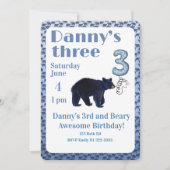 クマがいる3歳の誕生日招待状 招待状 (正面)