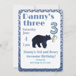 クマがいる3歳の誕生日招待状 招待状