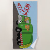 クマがゴミ箱を運転 ビーチタオル (正面)