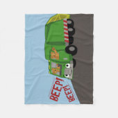 クマがゴミ箱を運転 フリースブランケット (正面)